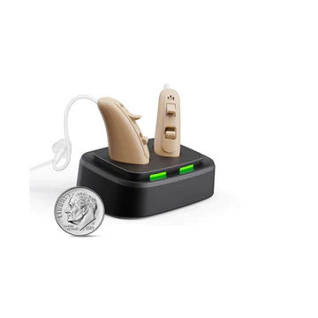 The RCA Behind-the-Ear Hearing Aids with Table-Top Charging Stand